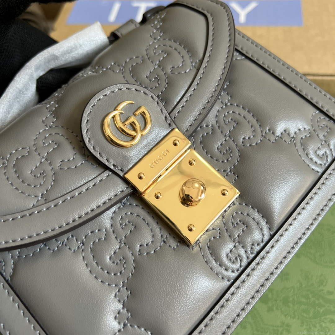 Gucci 724499 GG Matelassé Small Top Handle Bag Grey