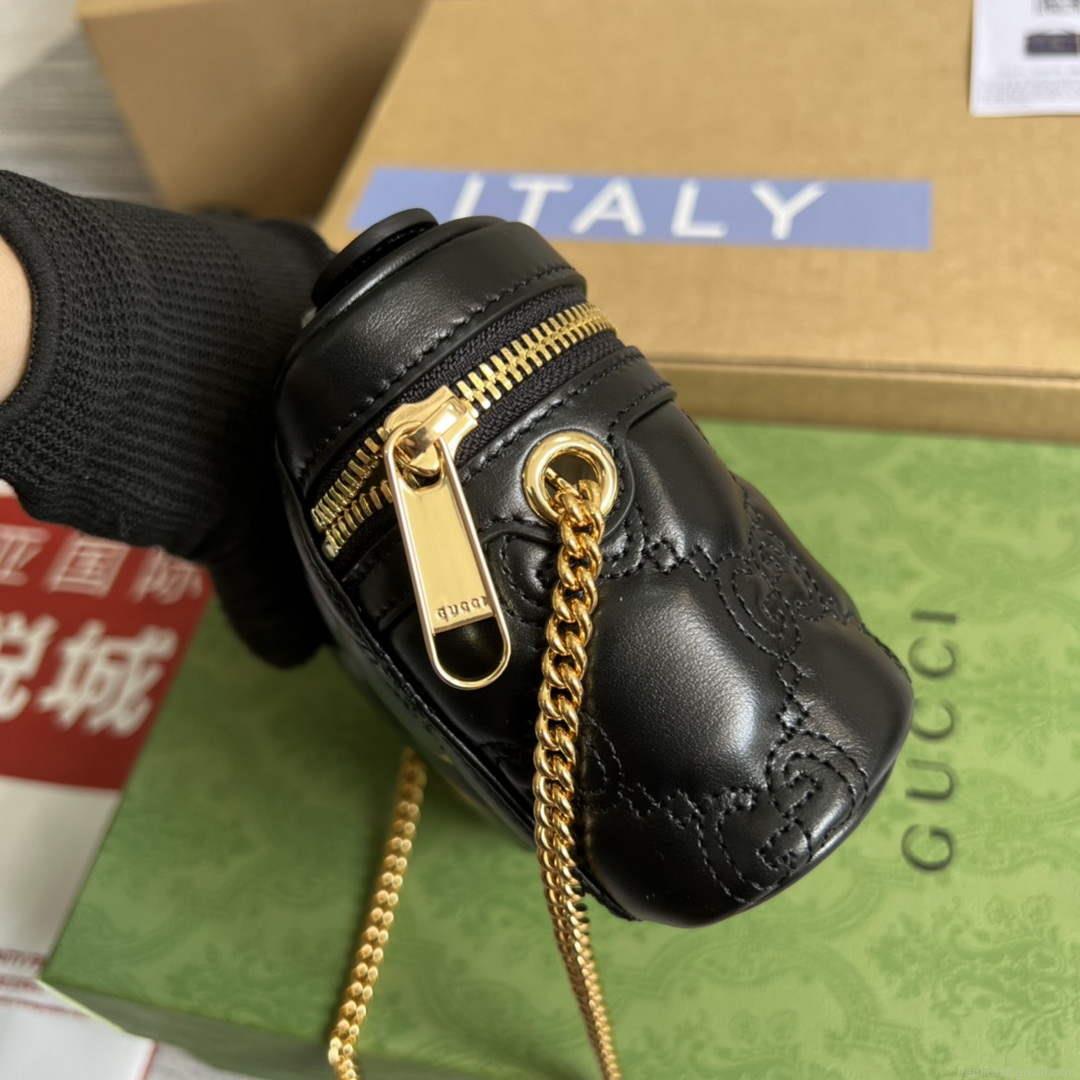 Gucci 723770 GG Matelassé Top Handle Mini Bag Black