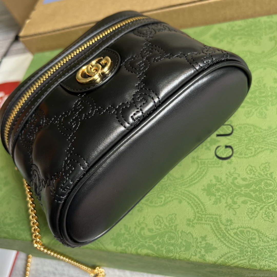 Gucci 723770 GG Matelassé Top Handle Mini Bag Black