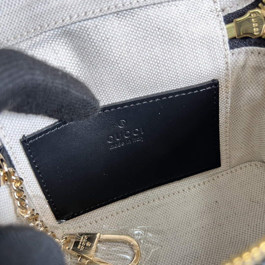 Gucci 723770 GG Matelassé Top Handle Mini Bag Black
