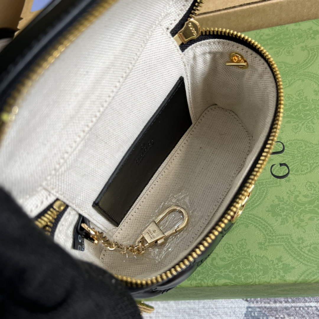 Gucci 723770 GG Matelassé Top Handle Mini Bag Black