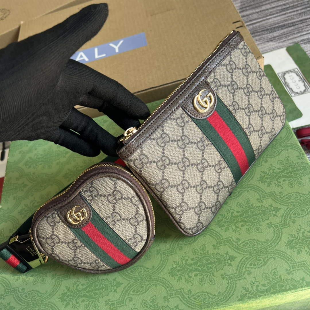 Gucci 698805 Ophidia gg Heart Utility Belt Bag Brown
