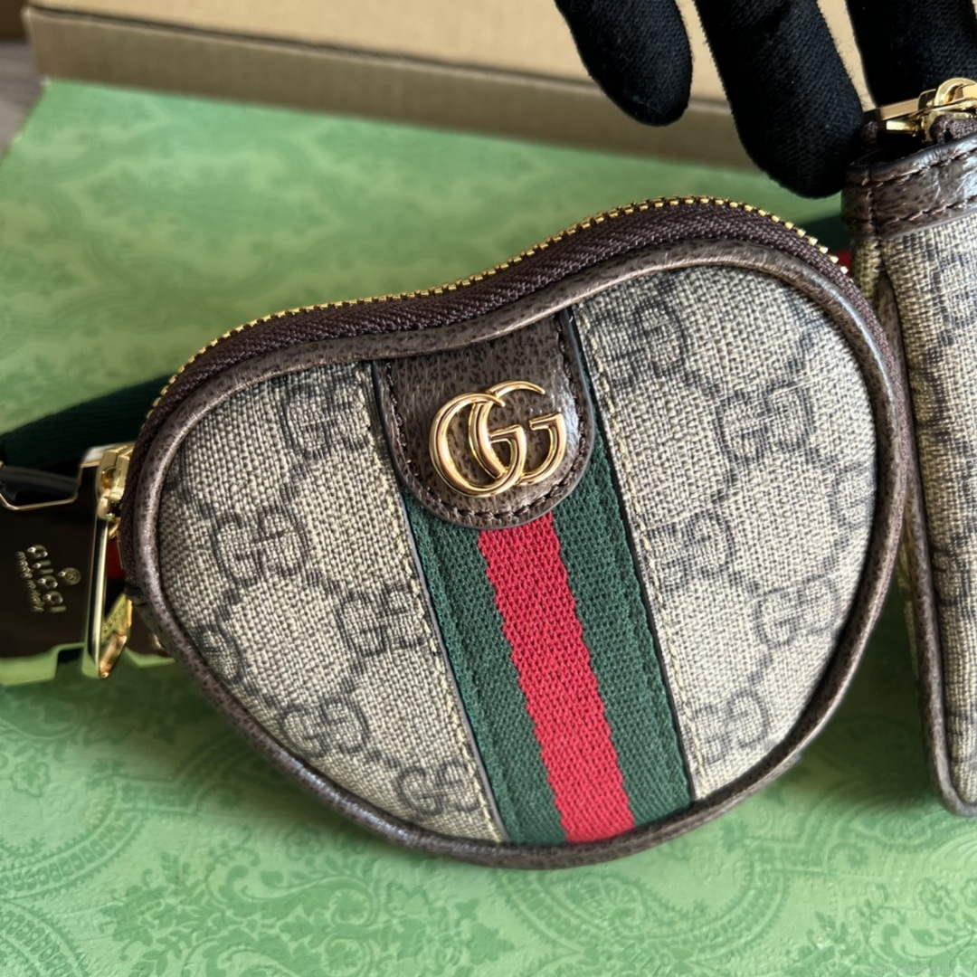 Gucci 698805 Ophidia gg Heart Utility Belt Bag Brown