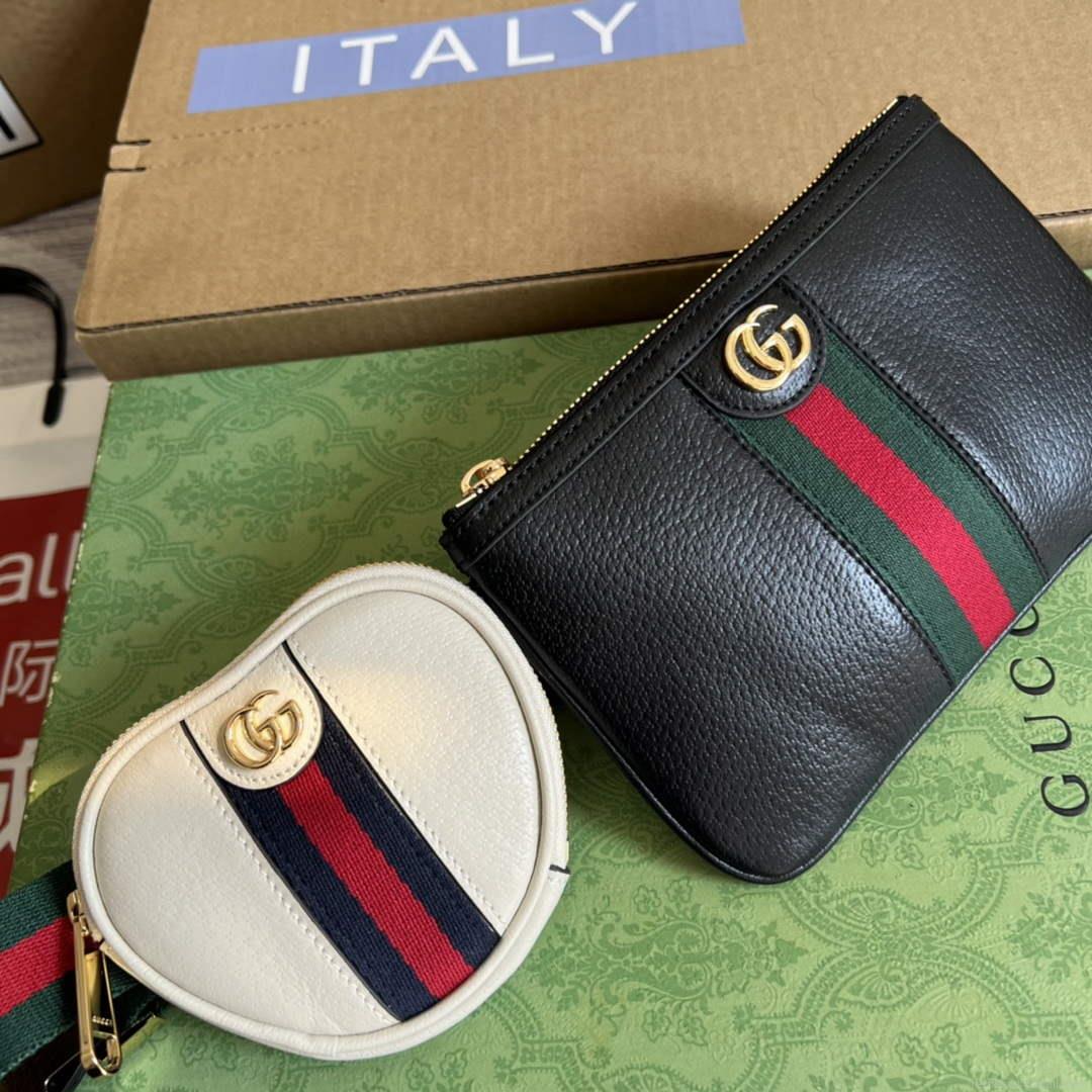 Gucci 698805 Ophidia gg Heart Utility Belt Bag Black and white