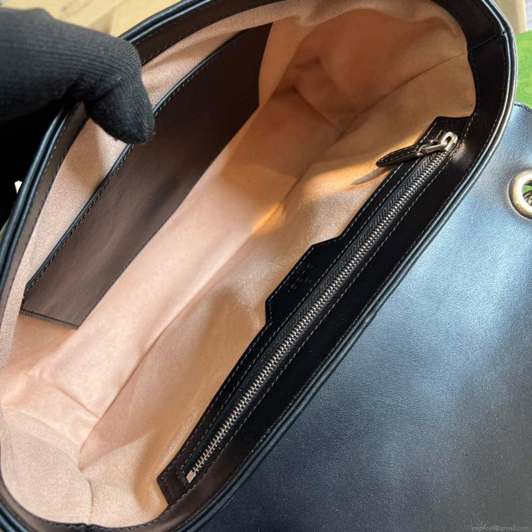 Gucci 443496 GG Marmont medium shoulder bag Black