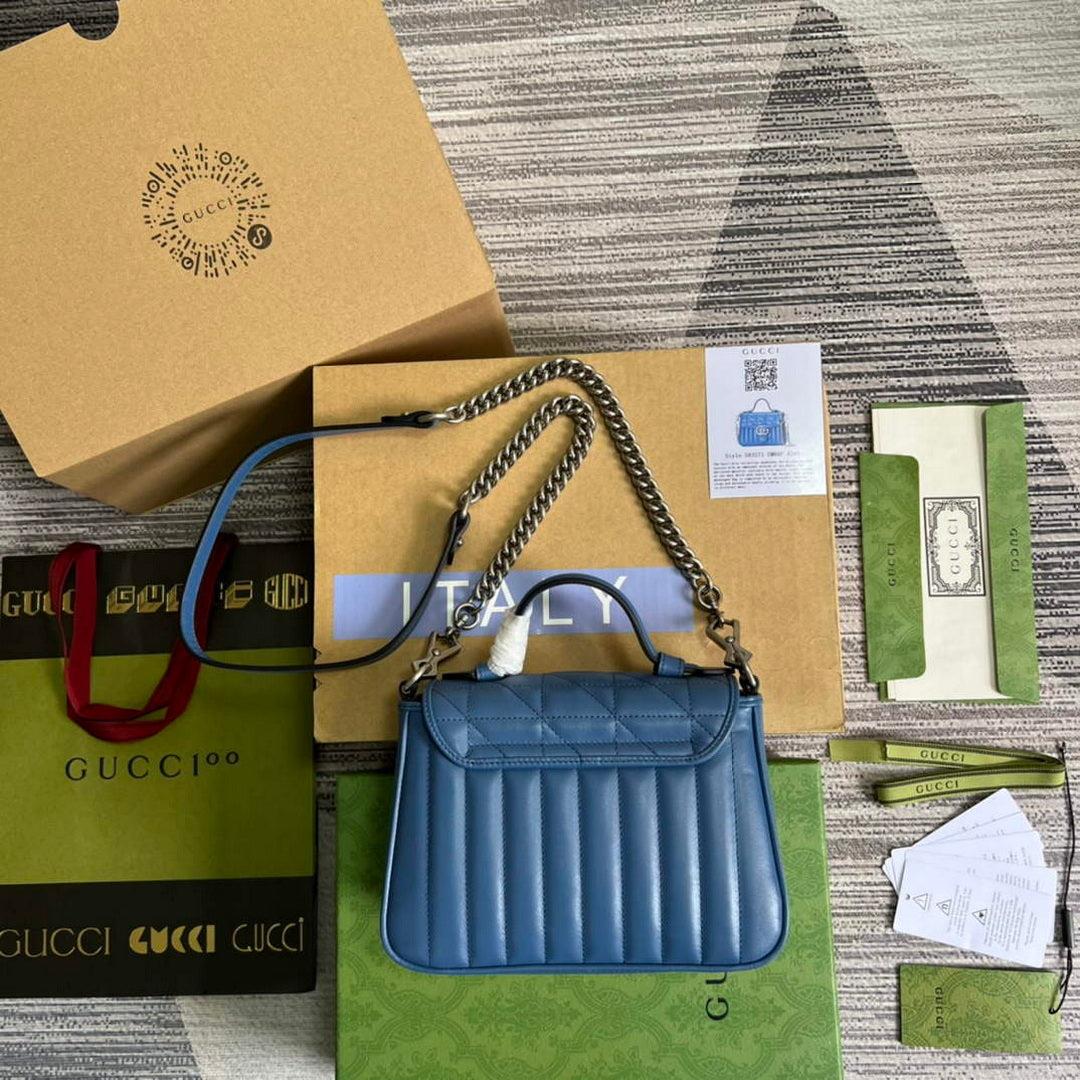 Gucci 583571 GG Marmont mini top handle bag Blue