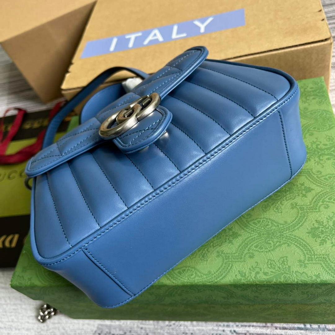 Gucci 583571 GG Marmont mini top handle bag Blue