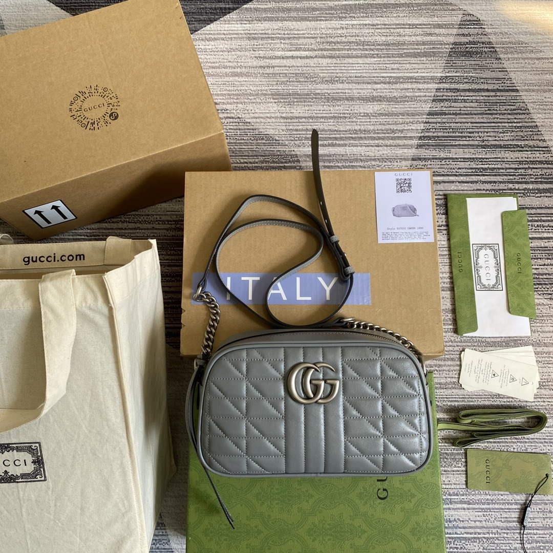 Gucci 447632 GG Marmont small shoulder bag Grey