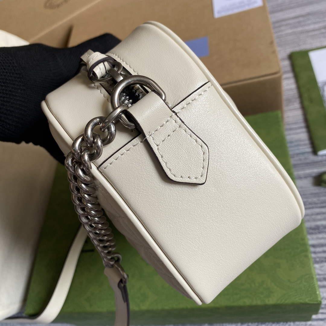 Gucci 447632 GG Marmont matelassé small shoulder bag White