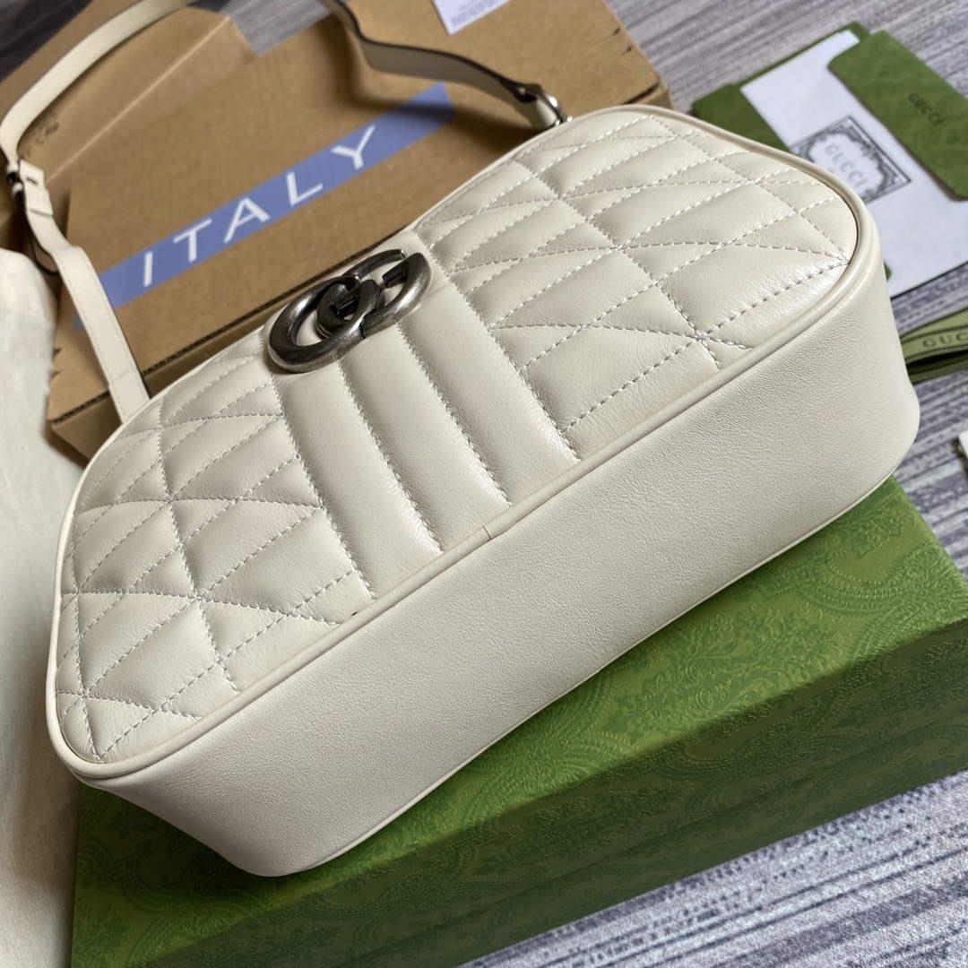 Gucci 447632 GG Marmont matelassé small shoulder bag White