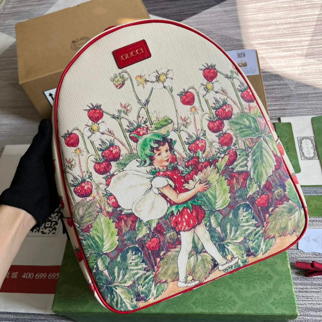 Gucci 433578 Children’s Fairy Print Backpack Red