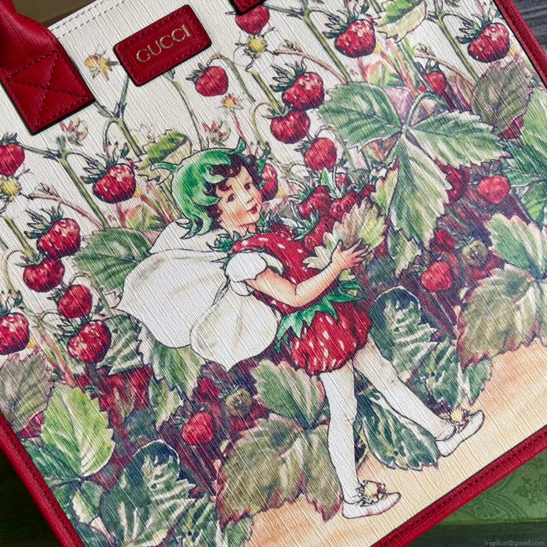 Gucci 550763 Children’s Fairy Print Large Tote Bag Red