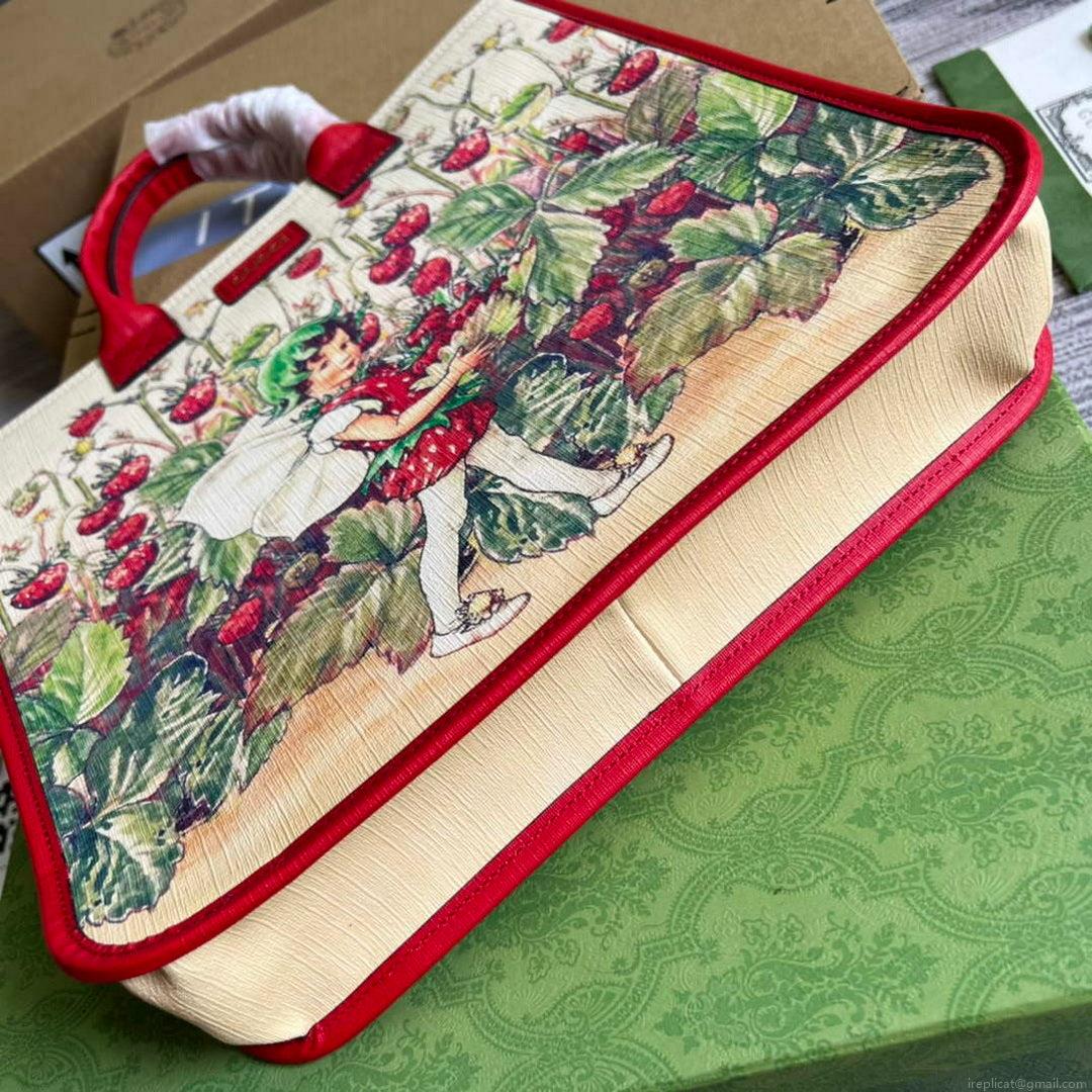 Gucci 550763 Children’s Fairy Print Large Tote Bag Red