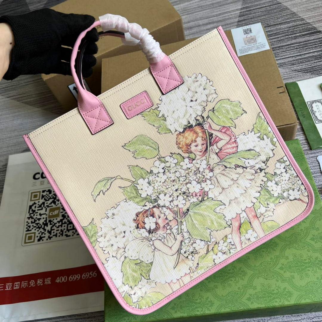 Gucci 550763 Children’s Fairy Print Large Tote Bag Pink