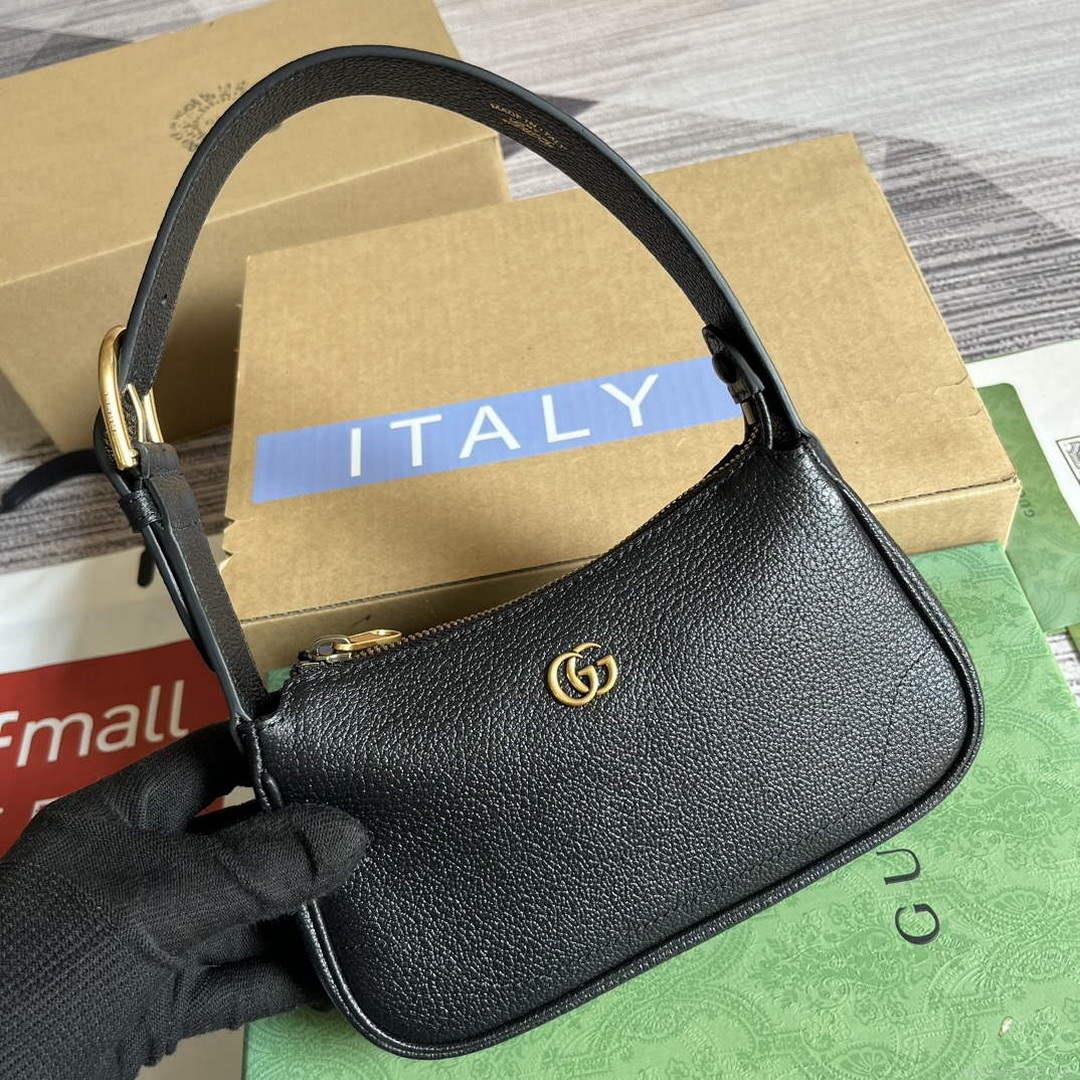 Gucci 739076 Aphrodite shoulder bag with Double G Black