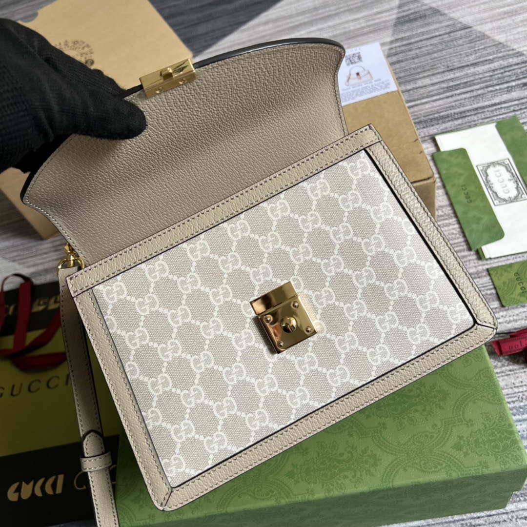 Gucci 651055 Ophidia GG small top handle bag Beige and white