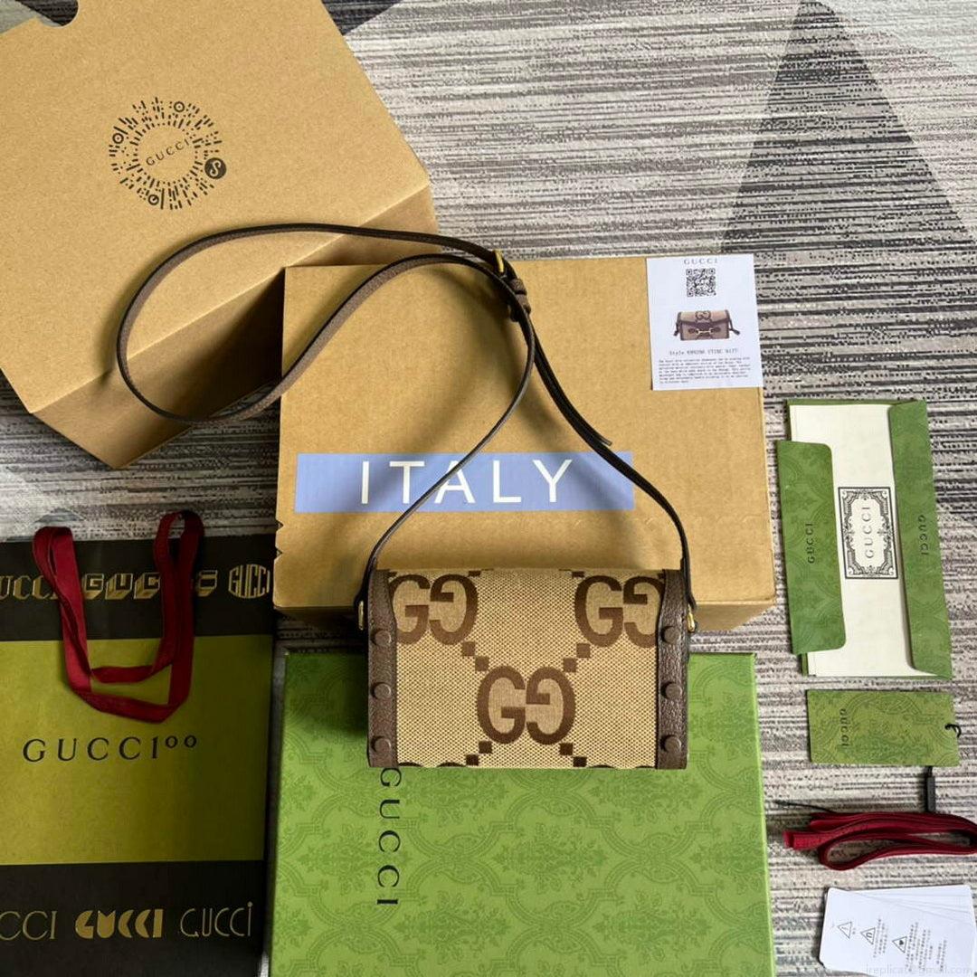 Gucci 699296 Gucci Horsebit 1955 jumbo GG mini bag Brown
