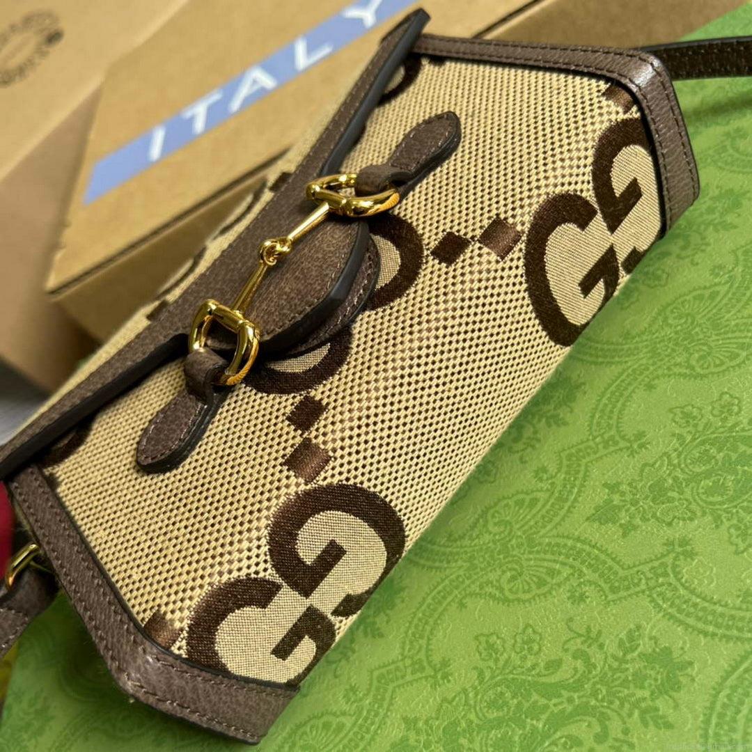 Gucci 699296 Gucci Horsebit 1955 jumbo GG mini bag Brown