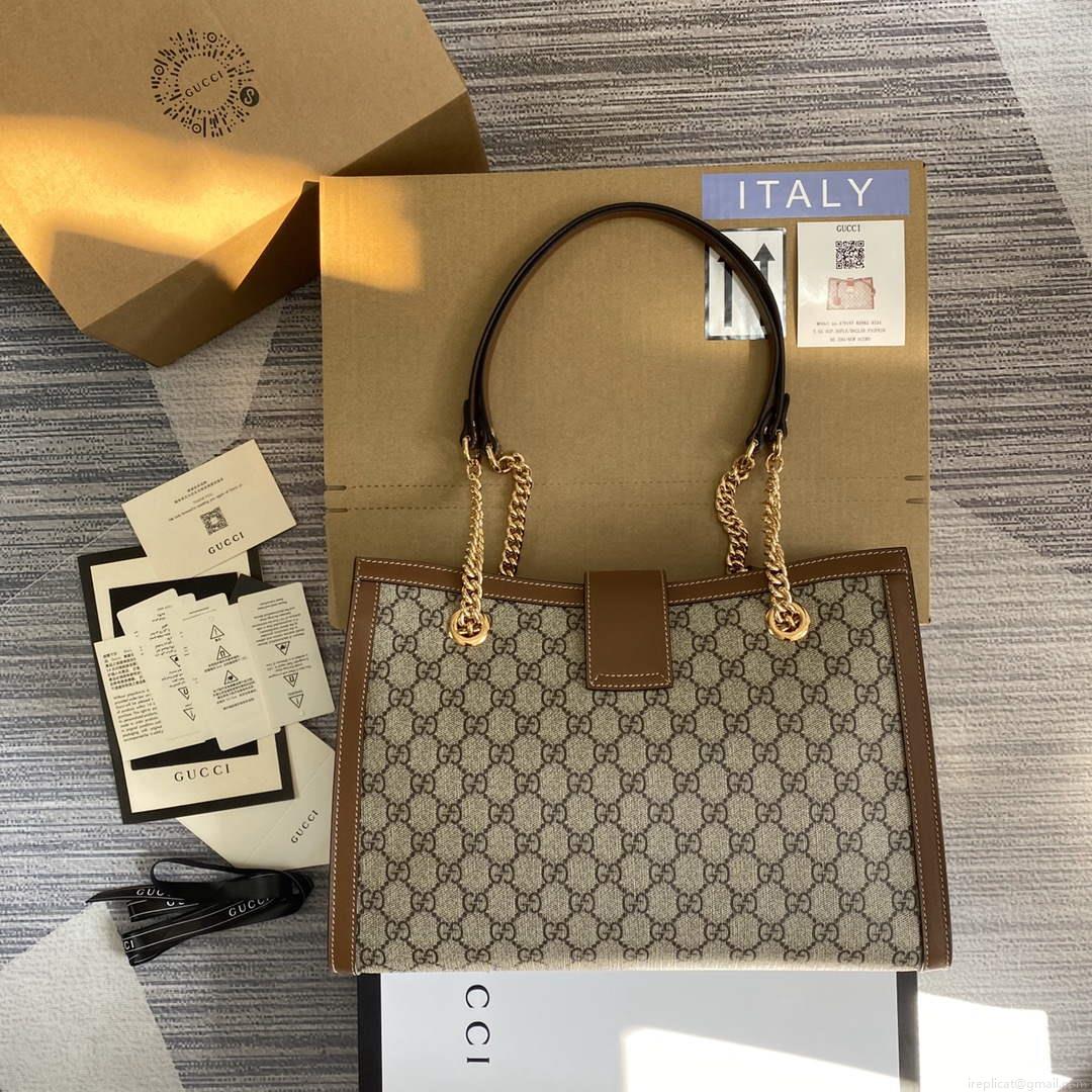Gucci 479197 Padlock Medium GG Shoulder Bag Brown