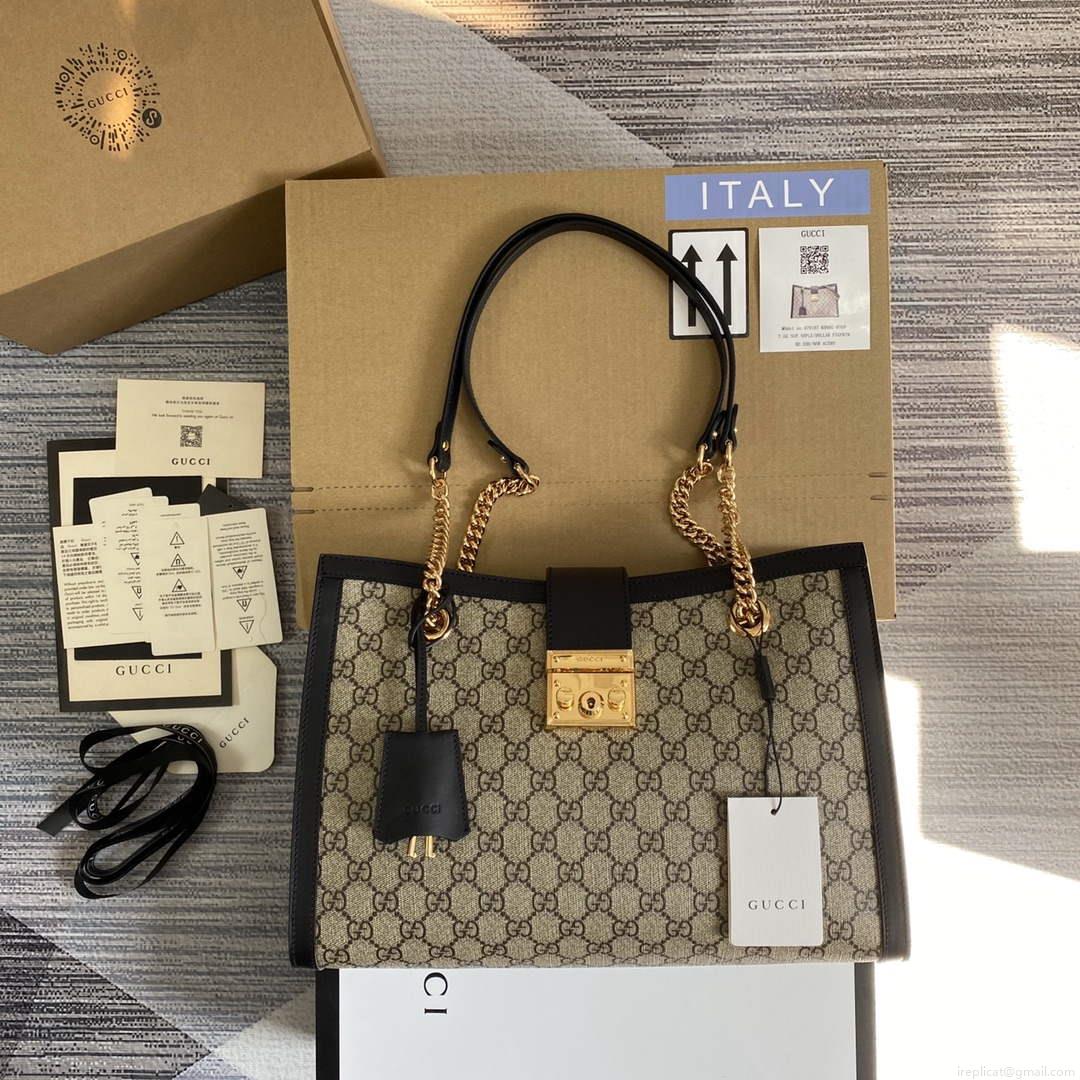 Gucci 479197 Padlock Medium GG Shoulder Bag Black