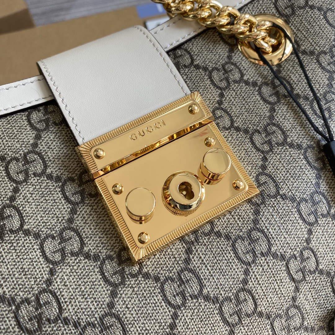 Gucci 498156 Padlock GG Small Shoulder Bag White