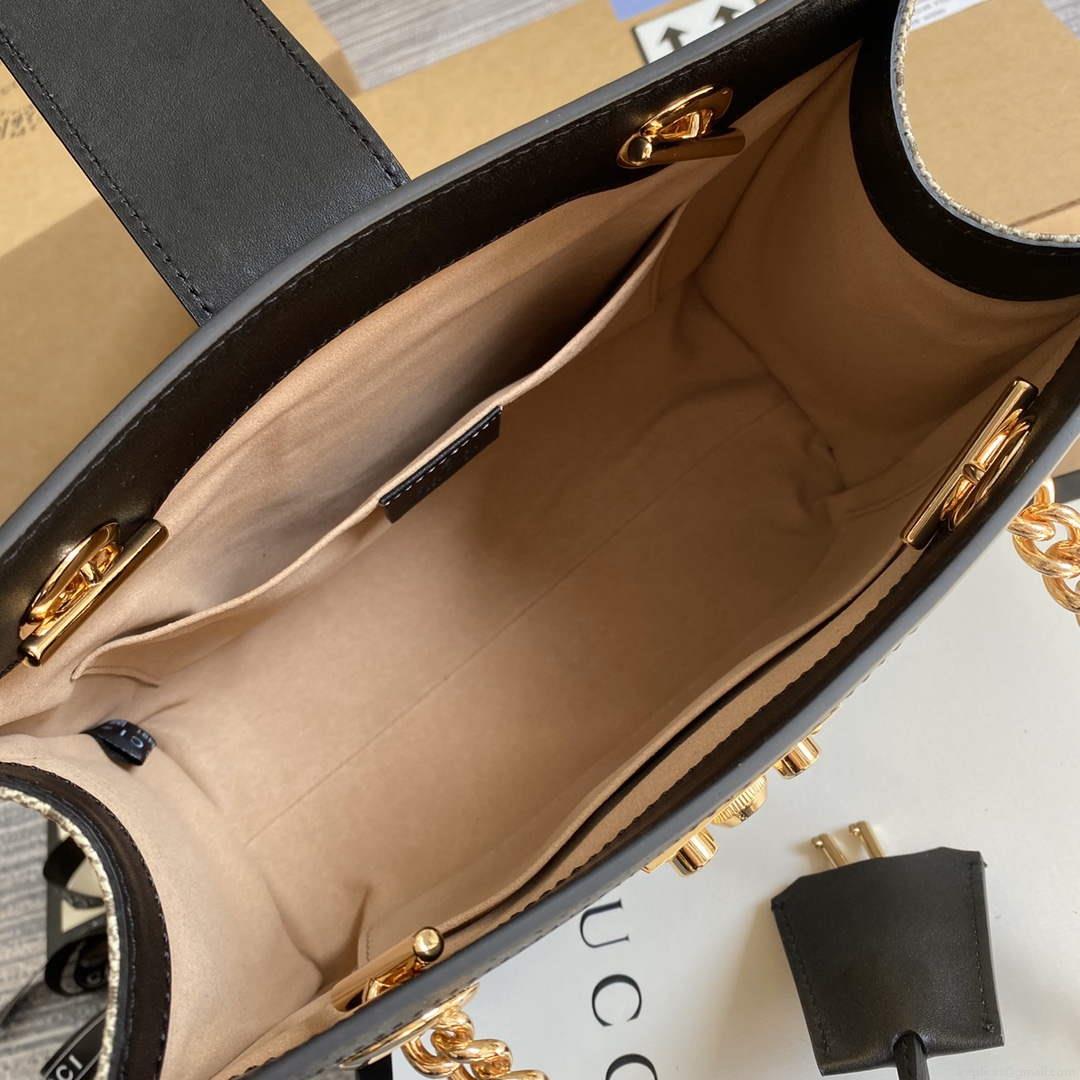 Gucci 498156 Padlock GG Small Shoulder Bag Black