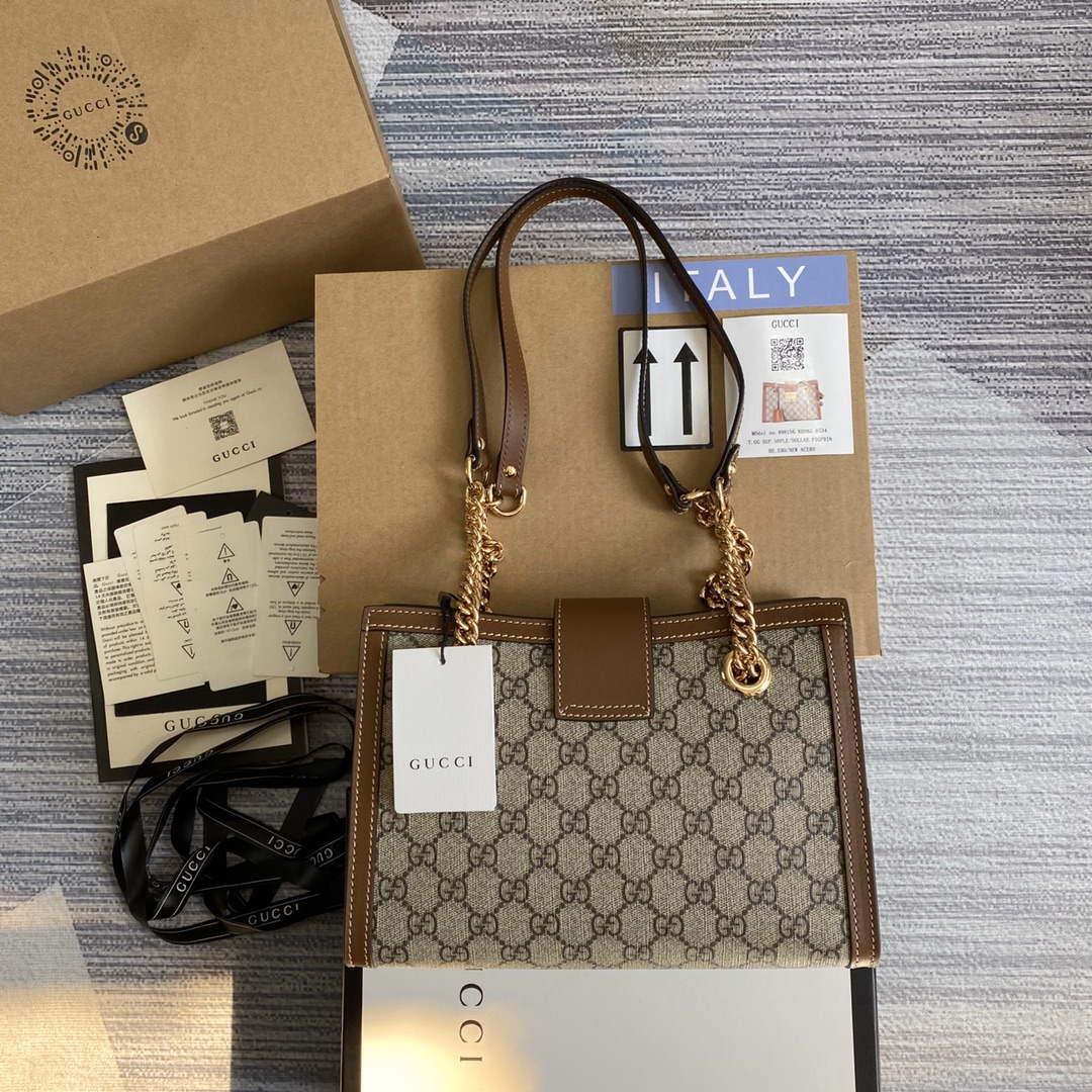 Gucci 498156 Padlock GG Small Shoulder Bag Brown