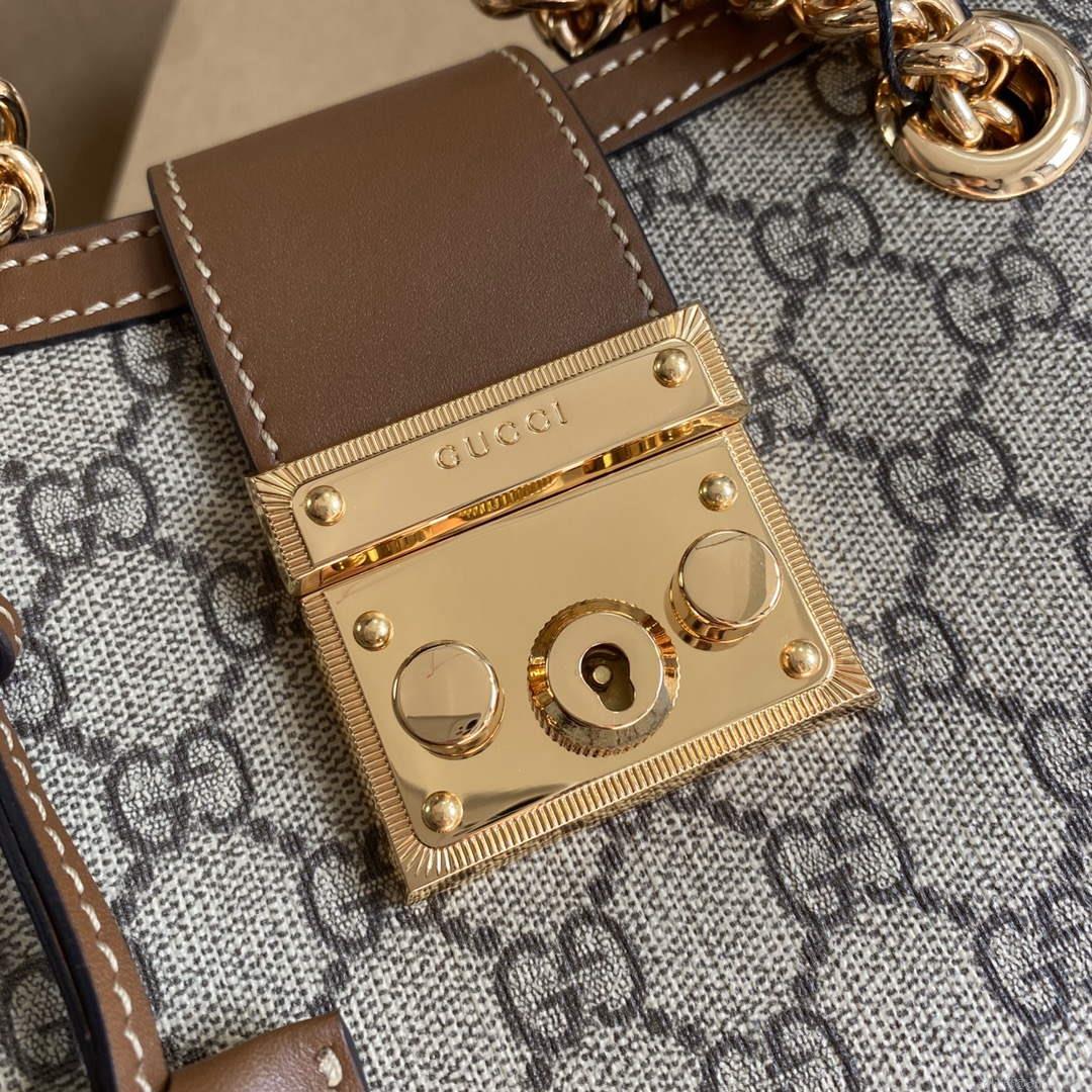 Gucci 498156 Padlock GG Small Shoulder Bag Brown
