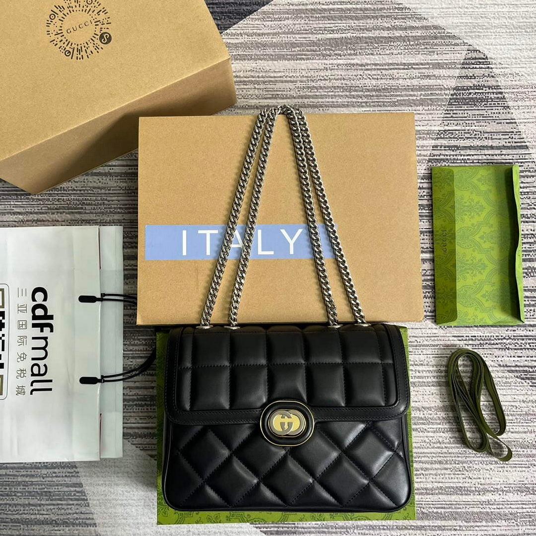 Gucci 740834 Gucci Deco Small Shoulder Bag Black