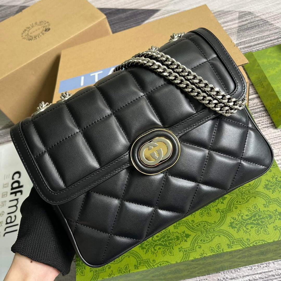 Gucci 740834 Gucci Deco Small Shoulder Bag Black