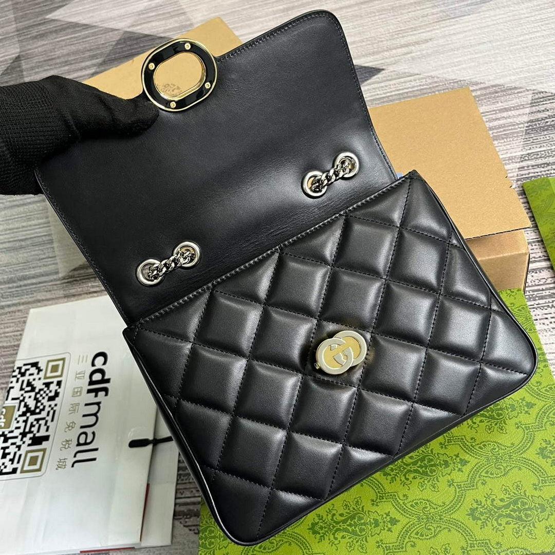 Gucci 740834 Gucci Deco Small Shoulder Bag Black