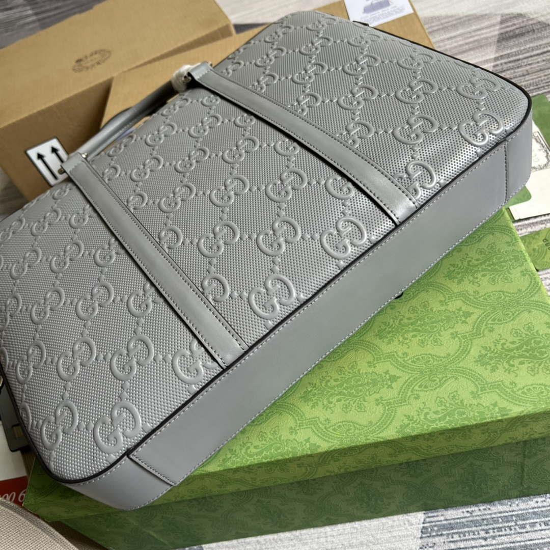 Gucci 658573 Men’s GG embossed briefcase Bag Gray
