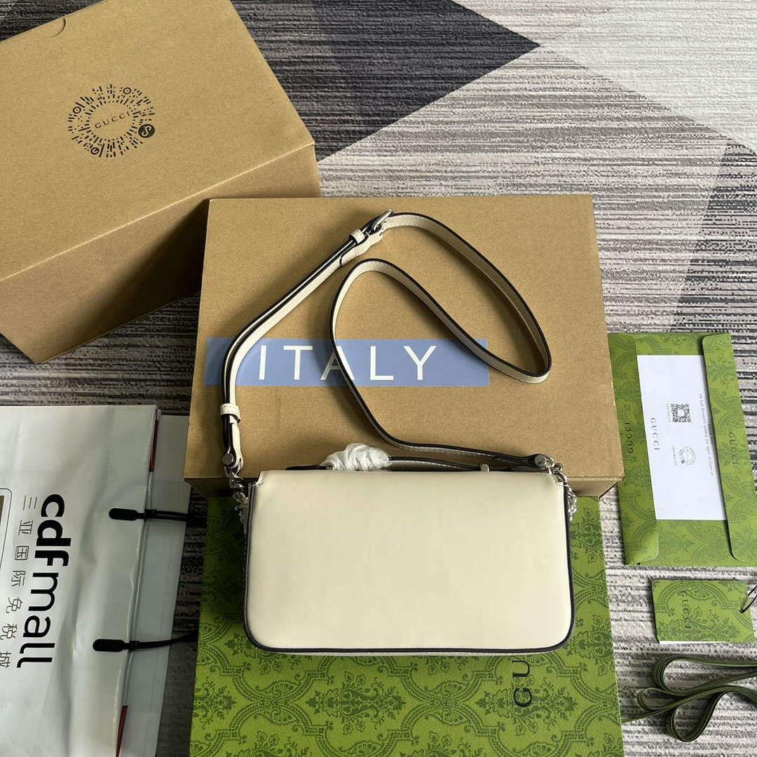 Gucci 739722 Petite GG Mini Shoulder Bag White