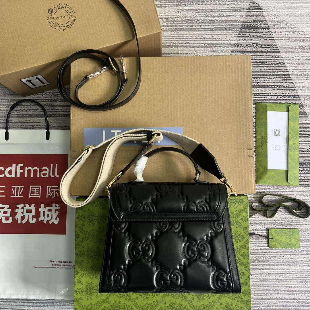 Gucci 736877 GG Matelassé Handbag Black
