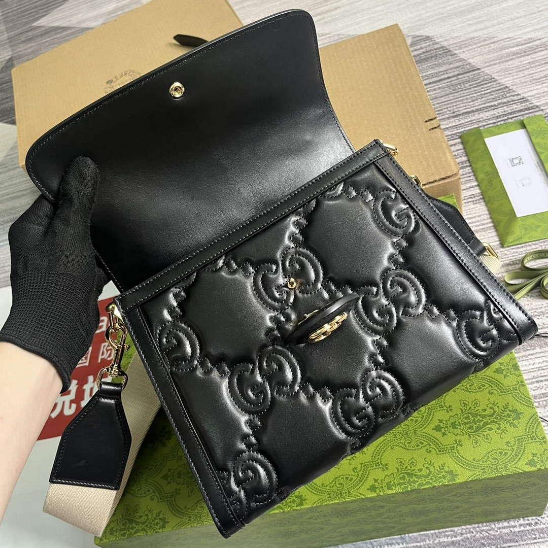 Gucci 736877 GG Matelassé Handbag Black