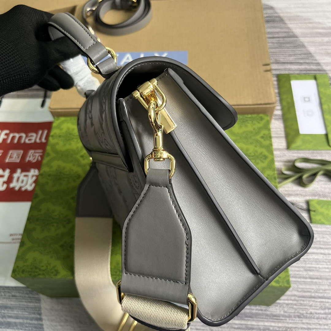 Gucci 736877 GG Matelassé Handbag Grey