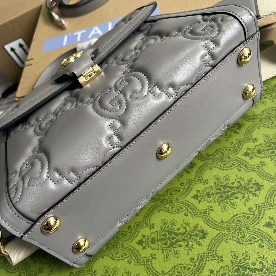 Gucci 736877 GG Matelassé Handbag Grey