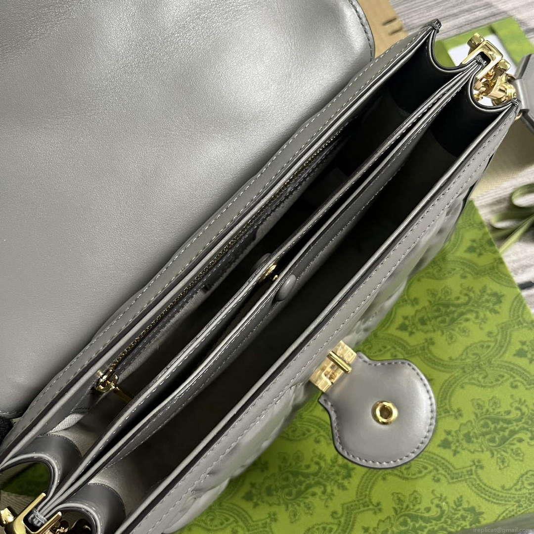 Gucci 736877 GG Matelassé Handbag Grey