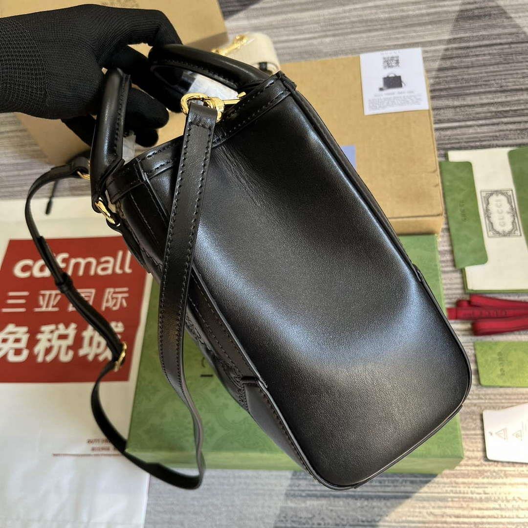 Gucci 728309 GG Matelassé Mini Top Handle Bag Black