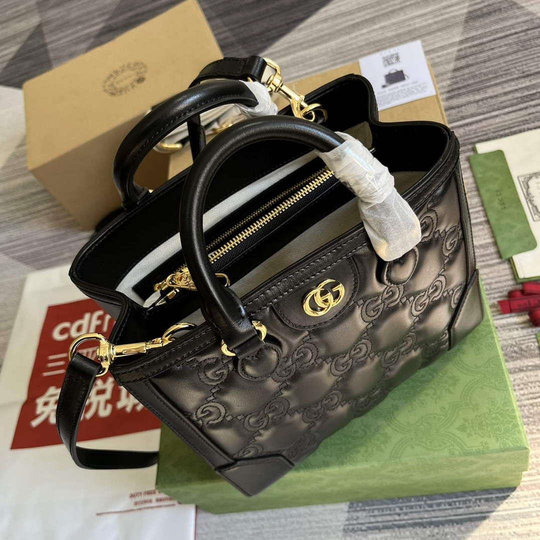 Gucci 728309 GG Matelassé Mini Top Handle Bag Black