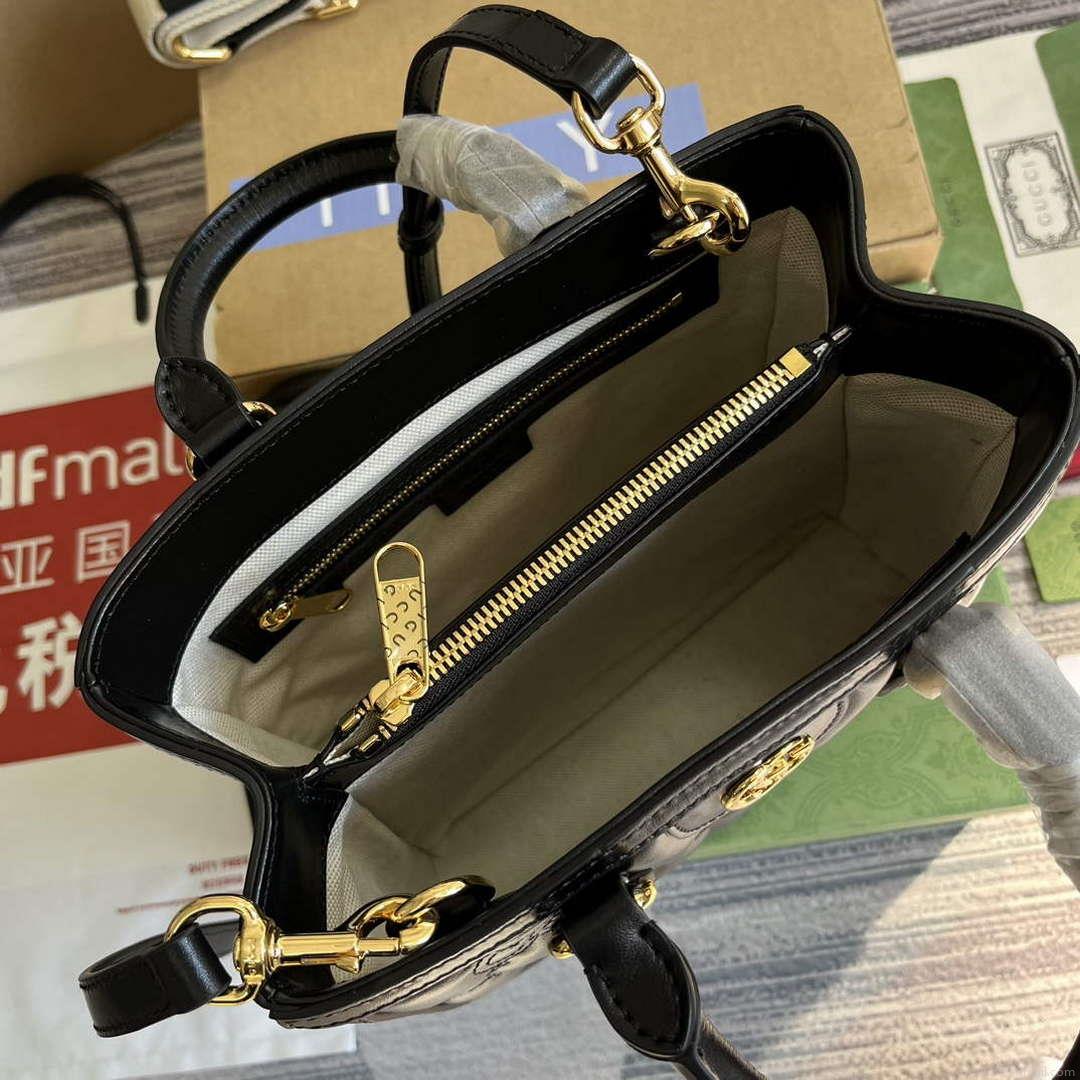 Gucci 728309 GG Matelassé Mini Top Handle Bag Black