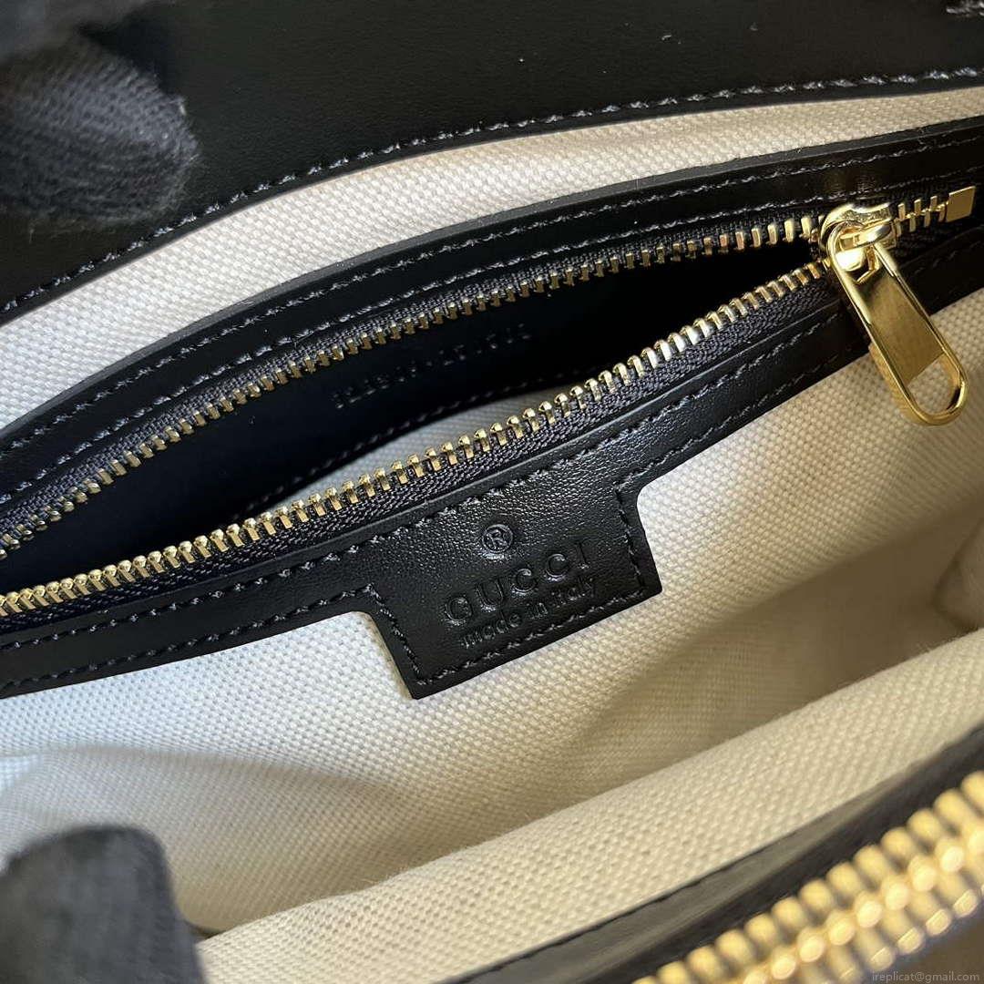 Gucci 728309 GG Matelassé Mini Top Handle Bag Black