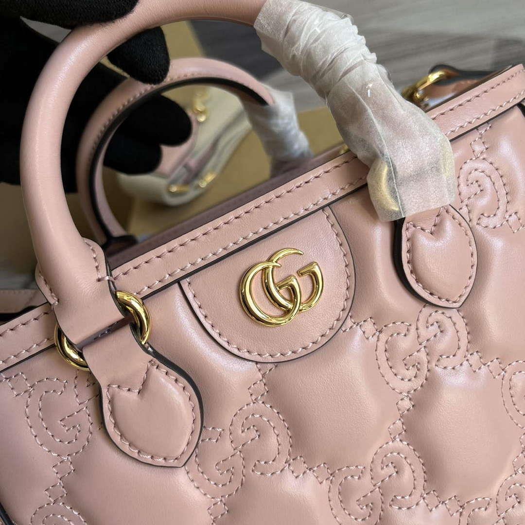 Gucci 728309 GG Matelassé Mini Top Handle Bag Pink