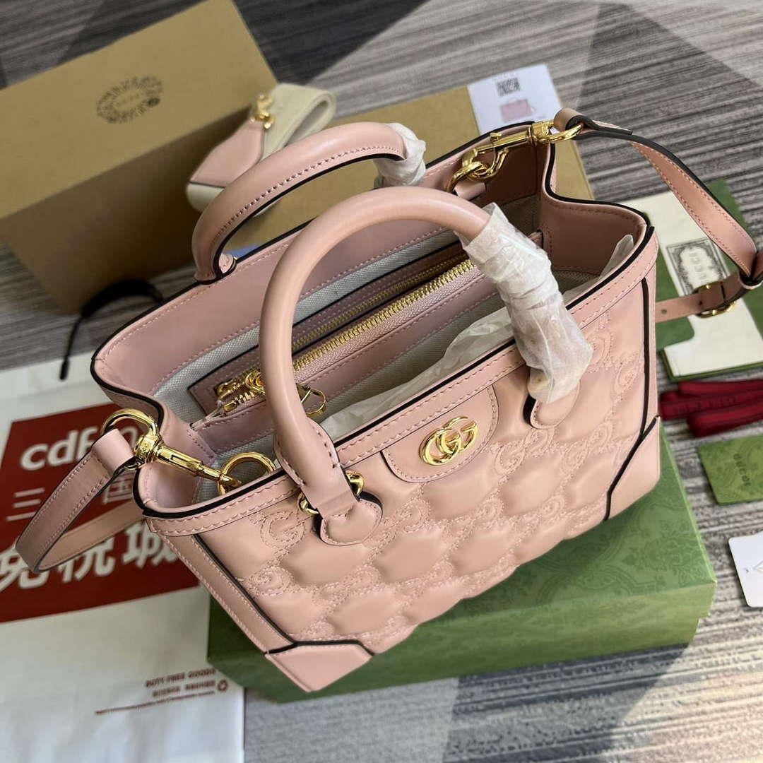 Gucci 728309 GG Matelassé Mini Top Handle Bag Pink
