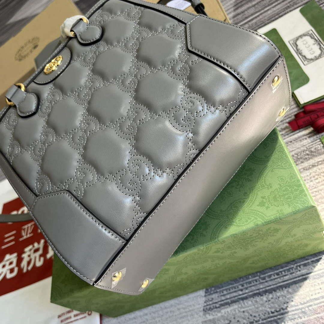 Gucci 728309 GG Matelassé Mini Top Handle Bag Grey