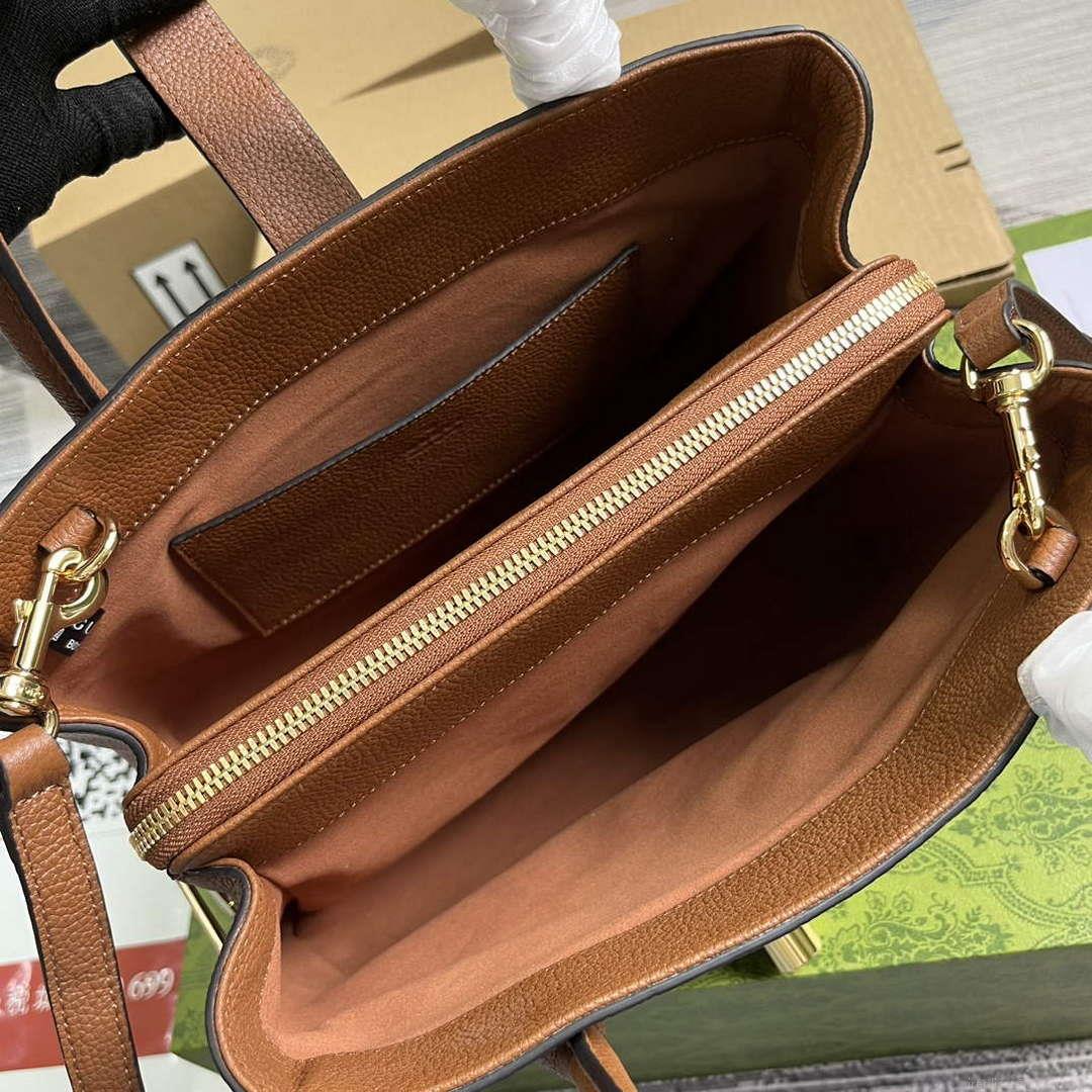 Gucci 727810 Jackie 1961 Small Natural Grain Tote Bag Brown