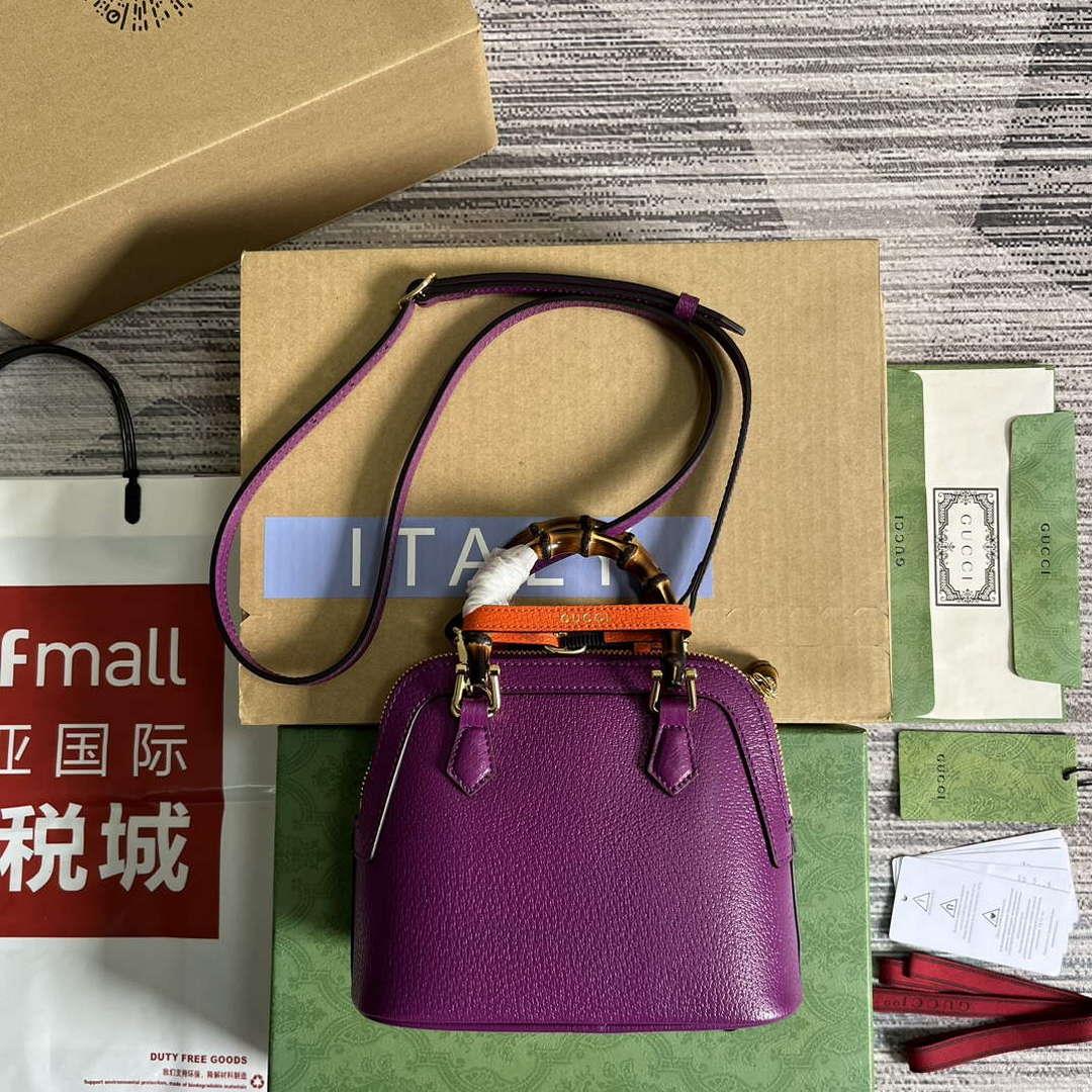 Gucci 715775 Gucci Diana Mini Tote Bag Purple leather