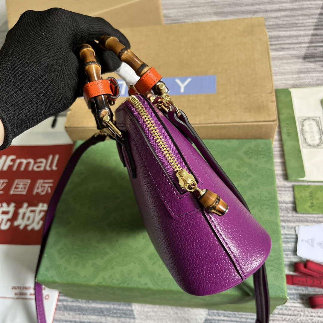 Gucci 715775 Gucci Diana Mini Tote Bag Purple leather