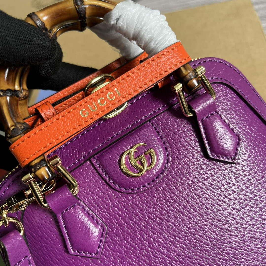 Gucci 715775 Gucci Diana Mini Tote Bag Purple leather