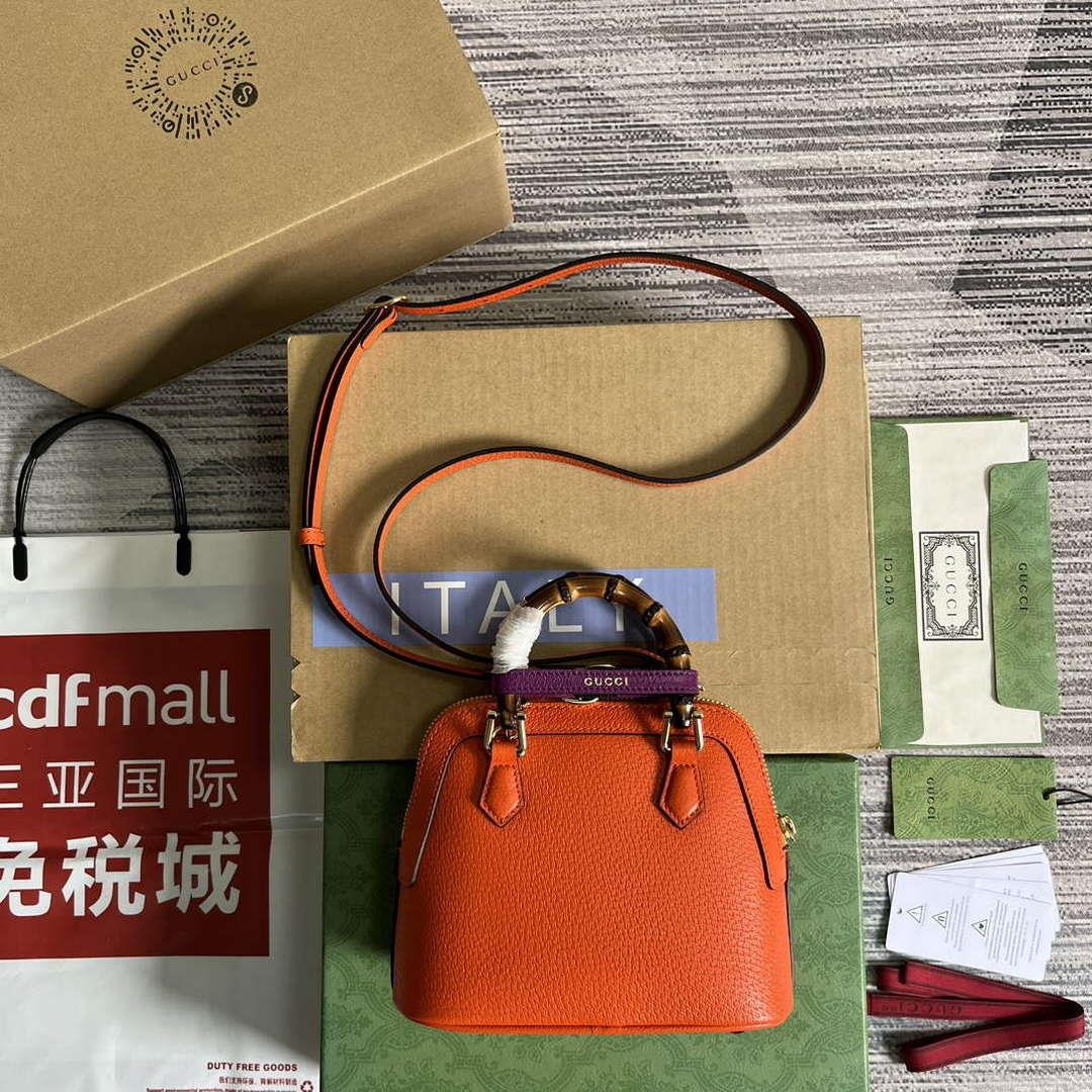 Gucci 715775 Gucci Diana Mini Tote Bag Orange leather